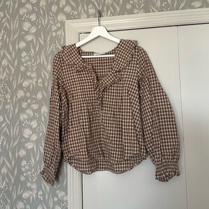 Neuflora Ruffle Plaid Blouse